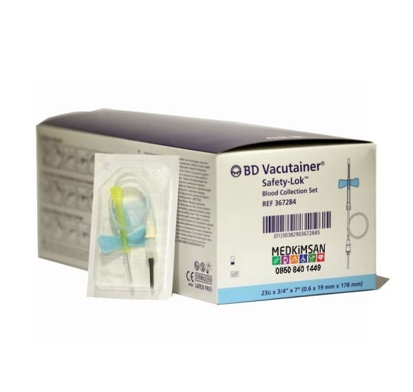 50 Adet Mavi Kelebek Set 23G | Safety Lok  | Bd Vacutainer 367284