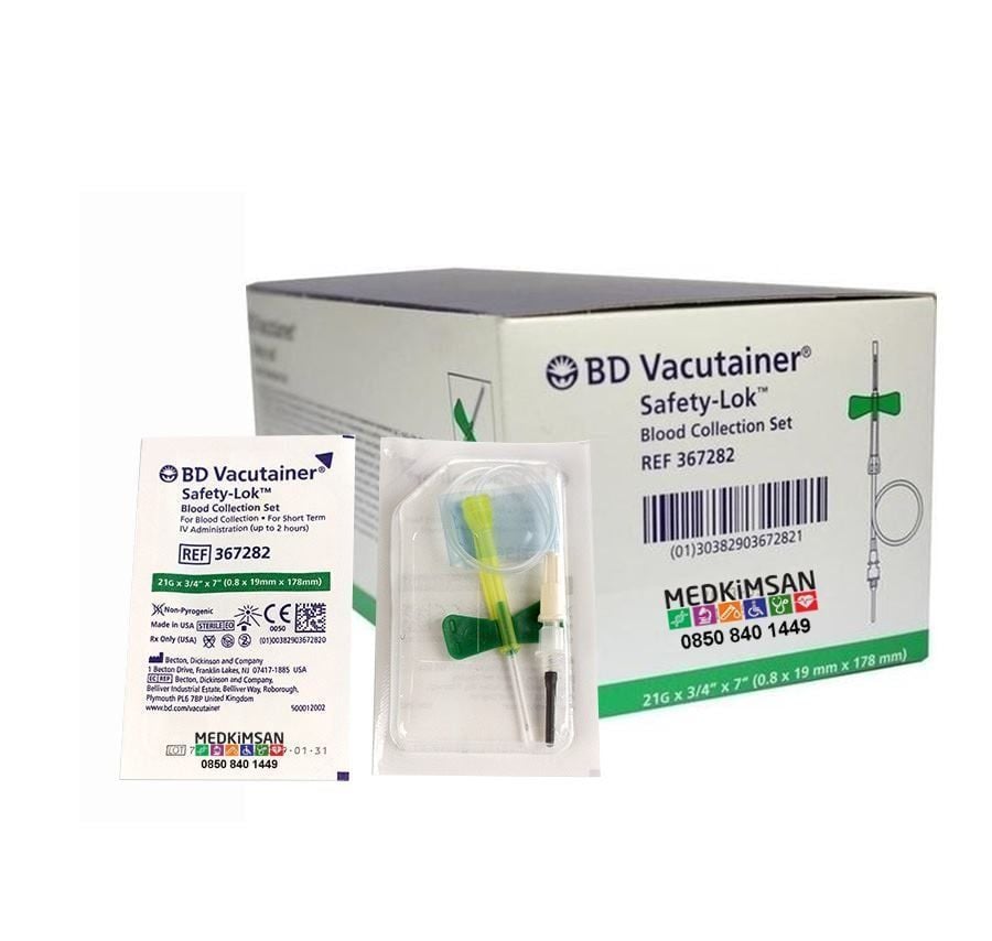 50 Adet Yeşil Kelebek Set 21G | Safety Lok  | Bd Vacutainer 367282