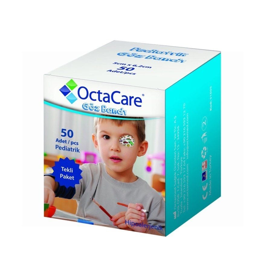 OctaCare 51605 Erkek Çocuk Göz Bandı 5cmx6,2cm 50/Ad Göz Pedi
