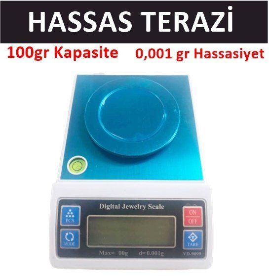 Hassas Terazi, 100gr/0.001gr Laboratuvar, Kuyumcu Terazisi YD-9099 Model