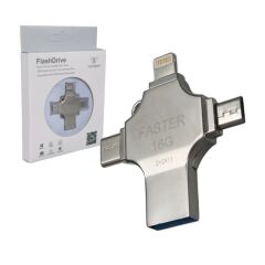 4 In 1 16gb Flash Bellek (Usb - Type-c - Micro Usb - Lightning)