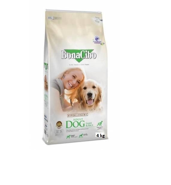 BonaCibo Adult Dog Lamb & Rice Kuzu Etli ve Pirinçli Yetişkin Köpek Maması 4 Kg