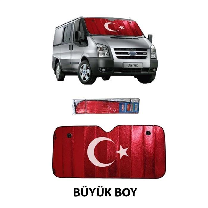 Güneşlik Ön Büyük Lüxs Türk Bayrağı 140 x 70 cm