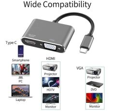 USB Type C To Hdmi VGA 3.1 4K Çevirici Dönüştürücü Adaptör