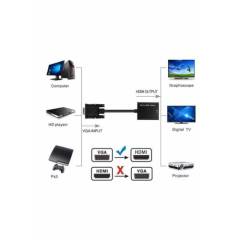VGA Hdmi Çevirici Dönüştürücü Kablo Ses Destekli Vga to Hdmi