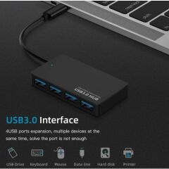 Type-C To Usb 3.0 4 Port Usb Çoklayıcı Hub Süper Slim 5 Gbps Hız