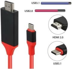 Usb Type C 3.1 To Hdmi Çevirici Dönüştürücü Tv Bağlama Kablosu