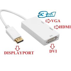 5056 Displayport To Hdmi Vga Dvi Çevirici Dönüştürücü Adaptor.