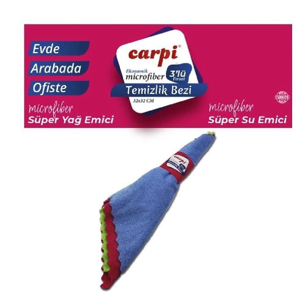 CARPİ Temizlik Bezi Mikrofiber Dürüm 3Lü Eko Set