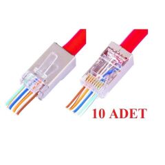Yeni Nesil Delikli Metal Rj45 Jack İnternet Cat Kablo Ucu (10 Adet)
