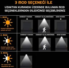 Solar Güneş Enerjili Led Bahçe Aydınlatması 3 Modlu Hareket Sensörlü Duvar Lambası 122solarled