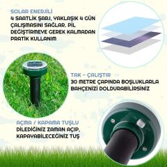 Solar Güneş Enerjili Köstebek-Yılan-Fare-Yılan-Akrep Kovucu Haşere Kaçıran 800m2 Etkili