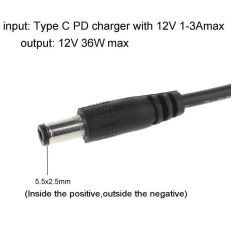 Type C To Dc 12V Pd 5.5*2.5mm Adaptör Çevirici Power Şarj Kablosu