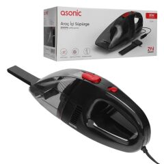 ASONIC S2024 SİYAH 80W 2000PA EMİŞ ISLAK VE KURU FUL BAKIR ARAÇ İÇİ EL SÜPÜRGESİ