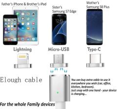 Iphone Lightning Samsung Micro Usb Type C Mıknatıslı Şarj Kablosu
