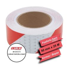CARUB Fosfor Bant Petekli Çapraz 5 cm x 25M Kırmızı-Beyaz