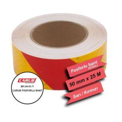 CARUB Fosfor Bant Petekli Çapraz 5 cm x 25M Sarı -Kırmızı
