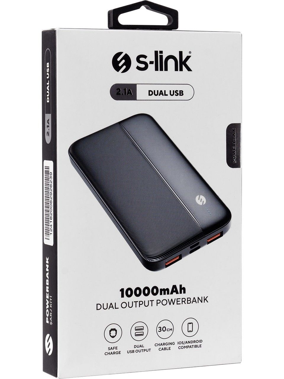S-Link IP-G10N 10000mAh Micro+Type C Girişli Powerbank Siyah Taşınabilir Pil Şarj Cihazı