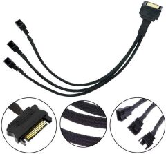 4597 Sata Power To Fan Çevirici 3 Port Y Pin PWM Çoklayıcı Splitter Fan Kablosu