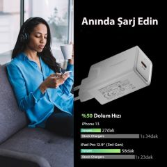 Spigen SteadiBoost 27W Hızlı Şarj Cihazı USB-C PD 3.0 (Power Delivery) iPhone Uyumlu Şarj Adaptörü F210 - 000CA26477