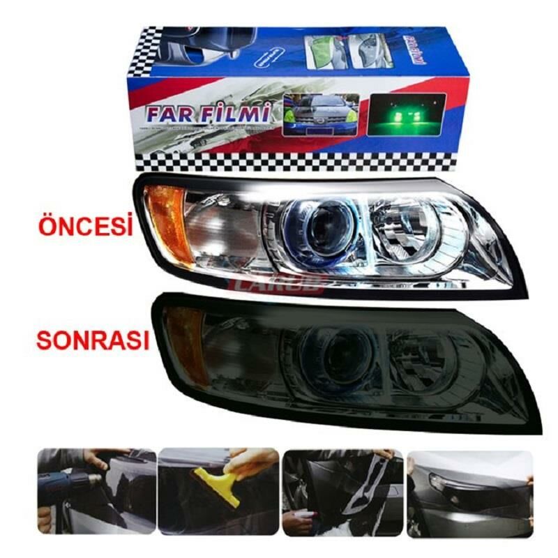 Mat Siyah  Far Stop Filmi 30 Cm X 1 Metre
