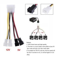 4475 Fan Çoklayıcı Kablosu Splitter 4 pin Switch 3 pin 3 Port