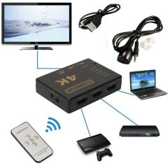 Hdmi Switch 5 Port Çoklayıcı Kumandalı 4k Ultra Hd Destekli Switch