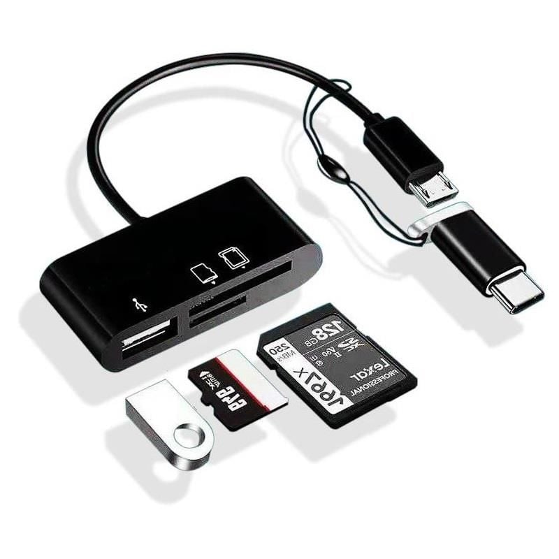 Type-C Micro Usb 3in1 Sd Micrsd Kart Okuyucu Otg Çevirici Kablosu 1 Adet
