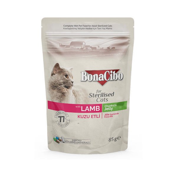 Jöleli Kuzu Etli Pouch Kısırlaştırılmış Yetişkin Kedi Yaş Maması  85 gr x 12 Adet