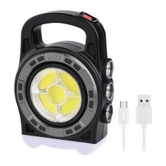 COB LEDLİ 20 WATT 3 KADEMELİ ŞARJ EDİLEBİLİR USB ÇIKIŞLI SOLAR LAMBA