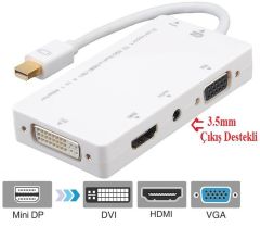 Mini displayport To Hdmi Dvi Vga 3.5mm Kulaklık Çıkışı Thunderbolt Çevirici Adaptör