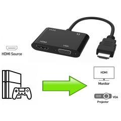 4671 Hdmi To Hdmi + Vga Monitör Çevirici Ps4 Dönüştürücü Switch Splitter Adaptör