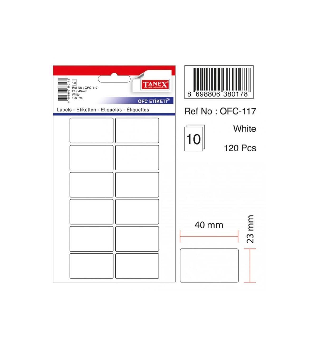 TANEX OFİS ETİKETİ BEYAZ (10 LU) 10 LU OFC-117