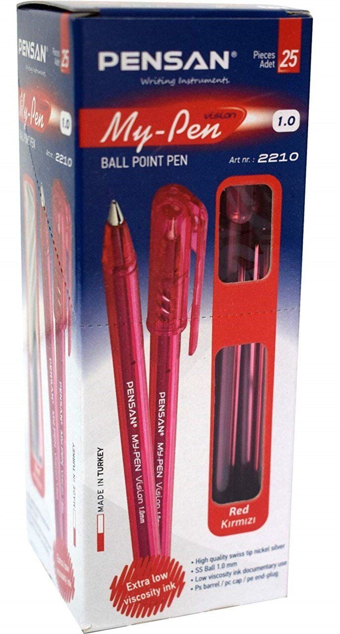 PENSAN MYPEN TÜKENMEZ KALEM KIRMIZI 25 Lİ 2210K