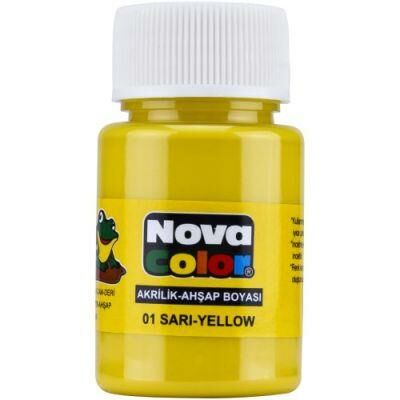 NOVA COLOR AKRİLİK BOYA 12 Lİ ŞİŞE SARI