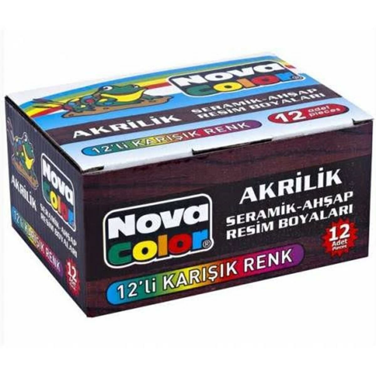 NOVA COLOR AKRİLİK BOYA 12 Lİ ŞİŞE KARIŞIK