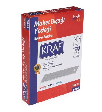 KRAF MAKET BIÇAK YEDEĞİ GENİŞ 18 MM 100 LÜ 618G