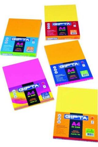 GIPTA RENKLİ KAĞIT PASTEL A-4 (50 Lİ-5 RENK)