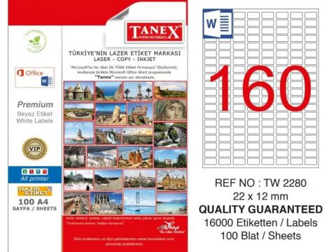 TANEX LAZER ETİKET 22*12 MM 160 LI TW-2280