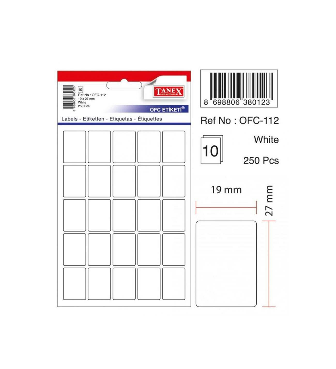 TANEX OFİS ETİKETİ BEYAZ (10 LU) 10 LU OFC-112