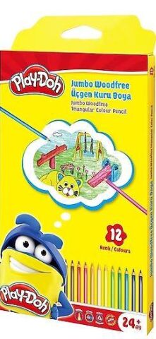 PLAY-DOH WOODFREE JUMBO ÜÇGEN KURUBOYA 12 Lİ