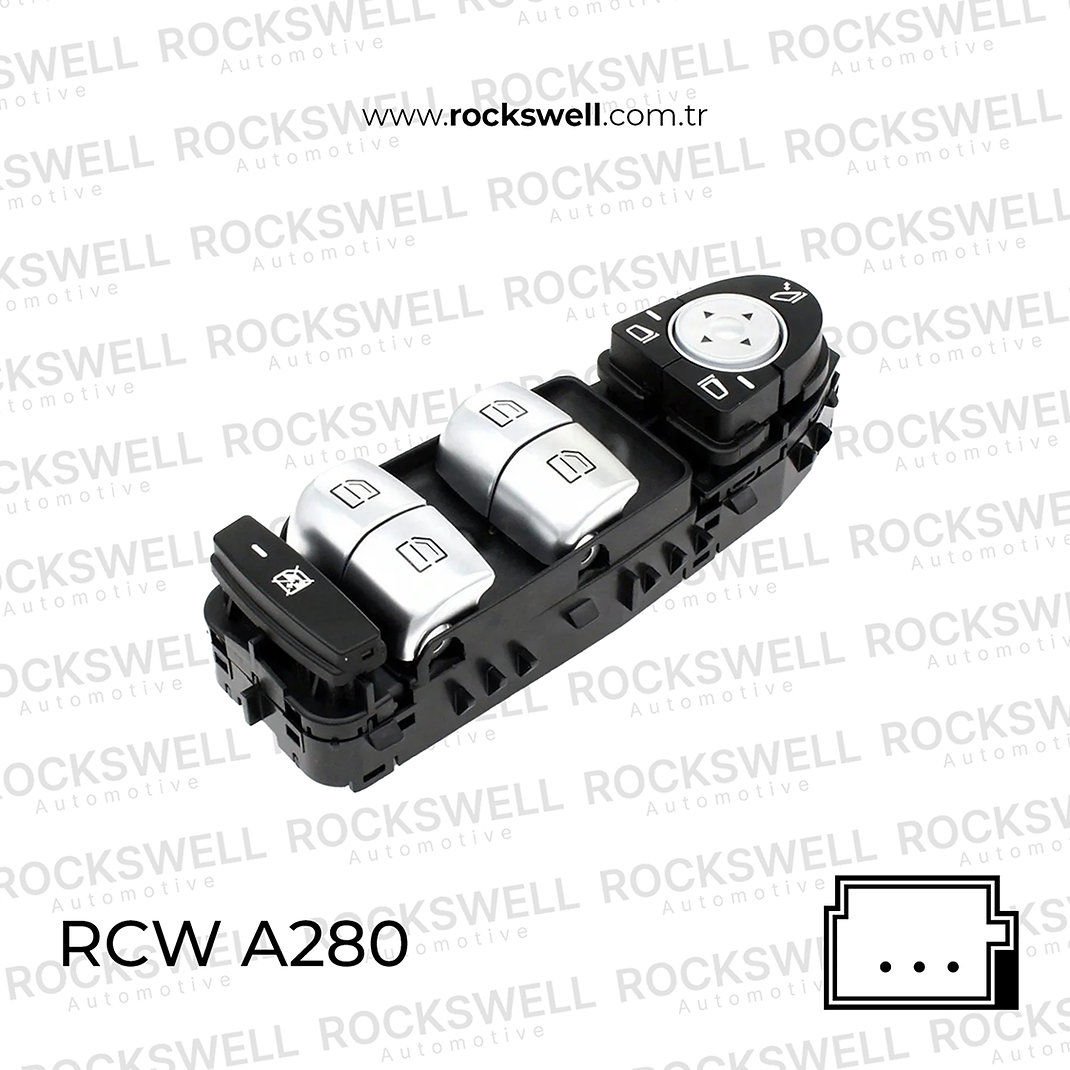 MERCEDES BENZ CAM ACMA DUGMESİ ON SOL (DORTLU, SIYAH 9051, AYNA KATLAMALI, SIYAH BUTON) C-CLASS W205 14> GLC-CLASS X253 15> (OEM A2057200648 9051)