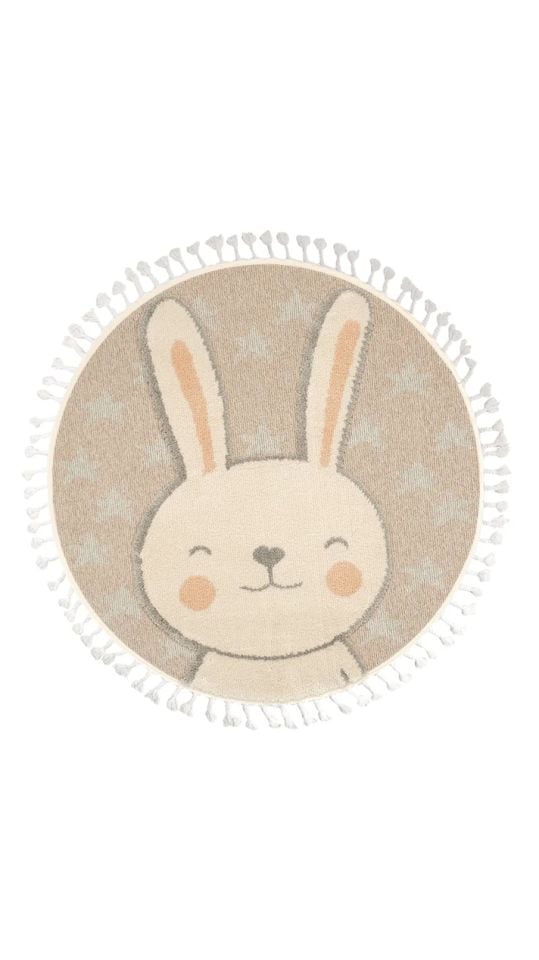 Dolce Vita Halı Kids 475 Rabbit Yumuşak Dokulu Yuvarlak Çocuk Halısı