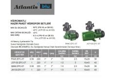 Atlantis Blu  JCP100.EPC-ST  1 Hp 220V  Hidromatlı Hazır Paket Hidrofor Seti