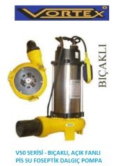 Vortex  V50-150 F-T  1.5Hp  380V  Bıçaklı - Kırıcılı Açık Fanlı Pis Su Foseptik Dalgıç Pompa