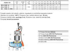Pedrollo BC 15/50-N 1.5Hp 380v Flatörlü Paslanmaz Gövdeli Foseptik Dalgıç Pompa