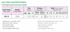 Water Sound CM-20 1hp 220v Açık Fanlı Santrifüj Pompa