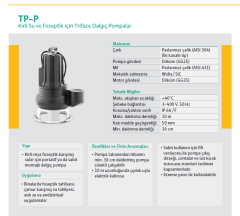 Wilo TP-P 30T 3hp 380v Döküm Gövdeli, Bıçaklı, Pis Su Dalgıç Pompa