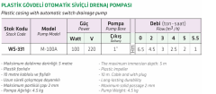 Water Sound M-100A 100w 220v Otomatik Sensörlü Drenaj Dalgıç Pompa