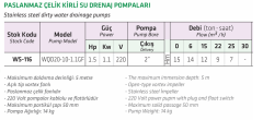 Water Sound WQ20-10-1.1GF 1.5hp 220v Komple Paslanmaz Dalgıç Pompa